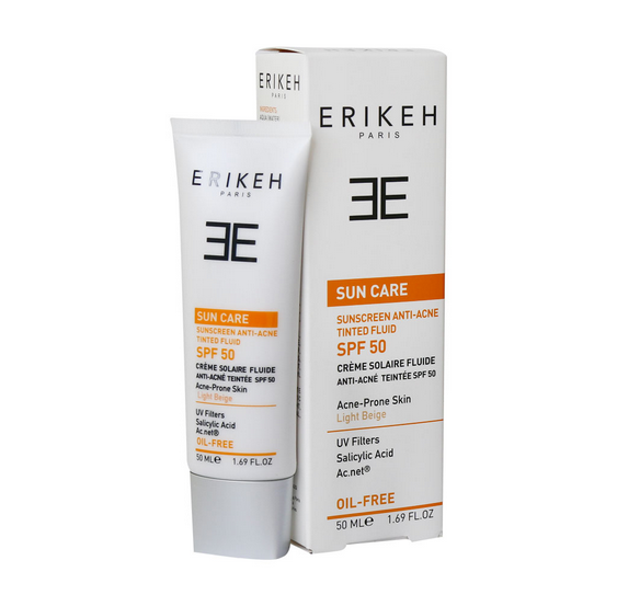 فلوئید ضد آفتاب و ضد جوش SPF50 بژ روشن اریکه ERIKEH