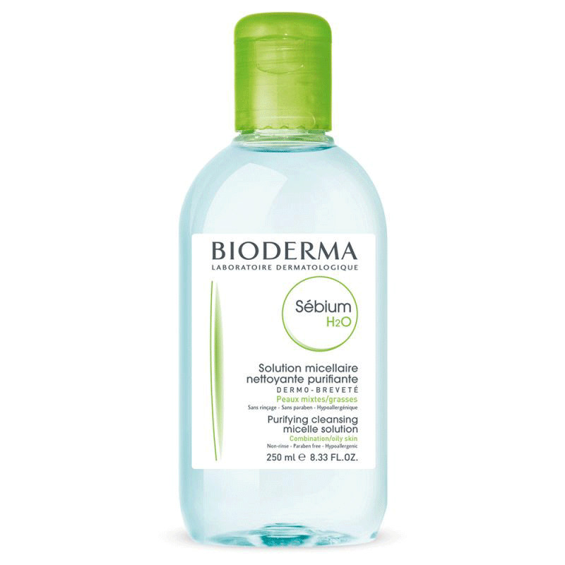 محلول پاک کننده آرایش صورت Sebium H2O مناسب پوست چرب و مختلط بایودرما 250 میل بایودرما BIODERMA