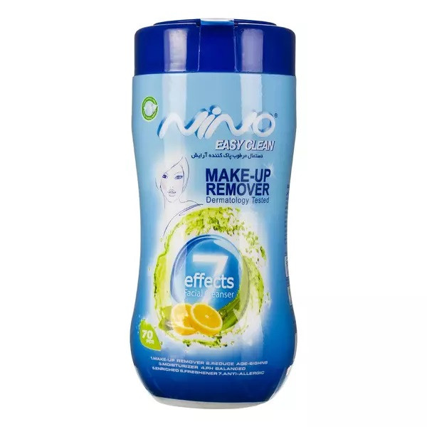 دستمال مرطوب پاک کننده آرایش70 عددی نینو NiNo