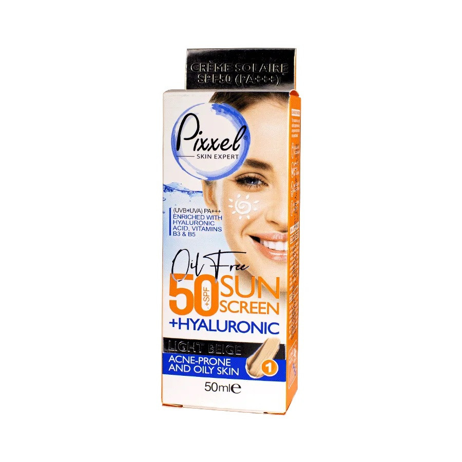 کرم ضد آفتاب رنگی لایت بژ مناسب پوست چرب و جوشدار SPF50 پیکسل Pixxel