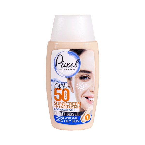کرم ضد آفتاب رنگی لایت بژ مناسب پوست چرب و جوشدار SPF50 پیکسل Pixxel
