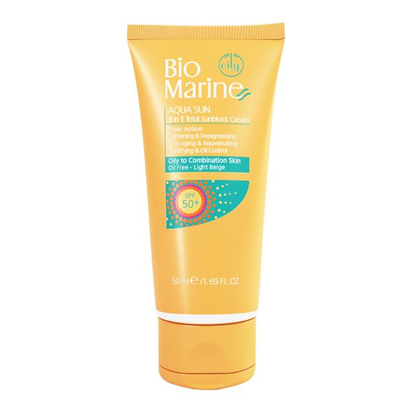 ضد آفتاب ضد چروک پوست چرب و مختلط بژ روشن SPF50 بایومارین BioMarine