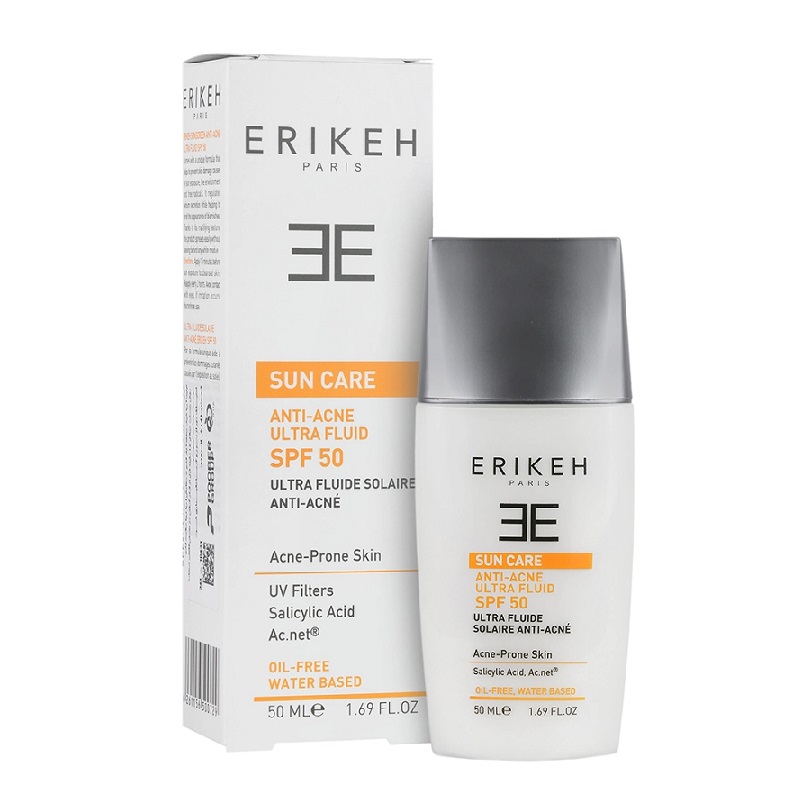 فلوئید ضد آفتاب و ضد جوش بی رنگ SPF50 اریکه ERIKEH