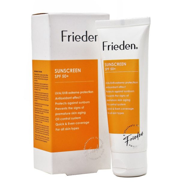 کرم ضد آفتاب بی رنگ حاوی SPF50 مناسب انواع پوست فریدن Friden
