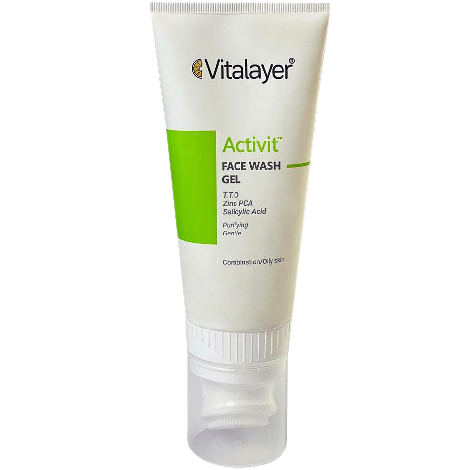 ژل شست و شوی صورت اکتی ویت مناسب پوست های چرب و مختلط ویتالیر Vitalayer