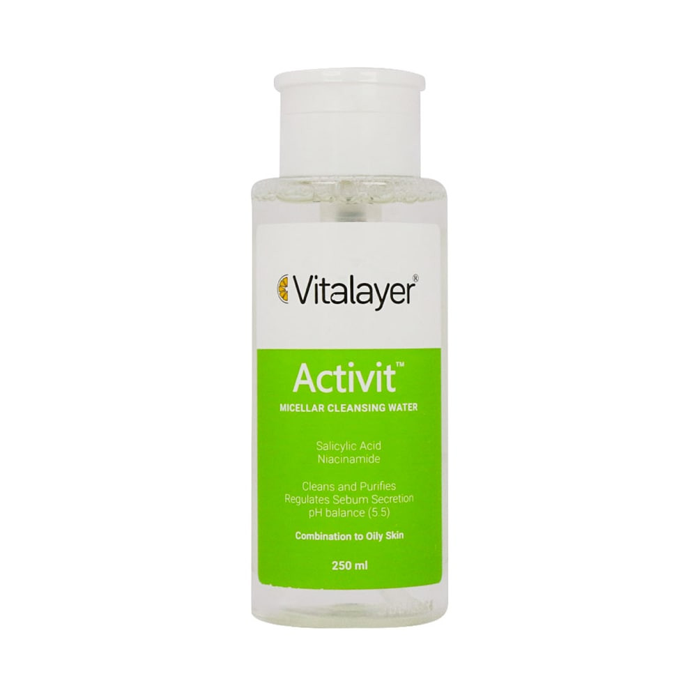 محلول پاک کننده آرایش صورت مناسب پوست چرب و مختلط ویتالیر Vitalayer