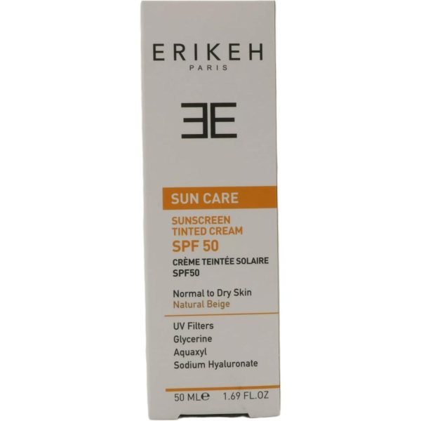کرم ضد آفتاب SPF50 مناسب پوست خشک و نرمال بژ طبیعی اریکه ERIKEH