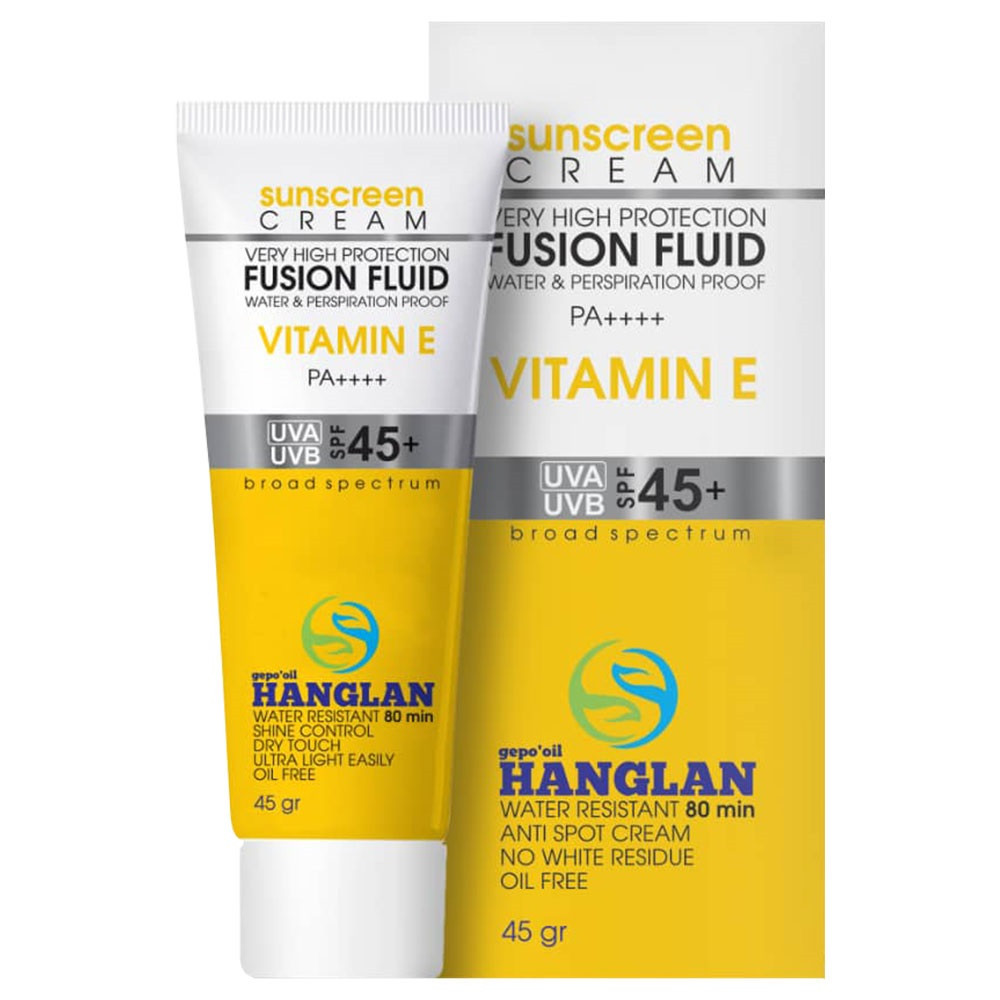 ضد آفتاب بی رنگ فاقد چربی SPF45 مناسب پوست چرب هانگلن HANGLAN