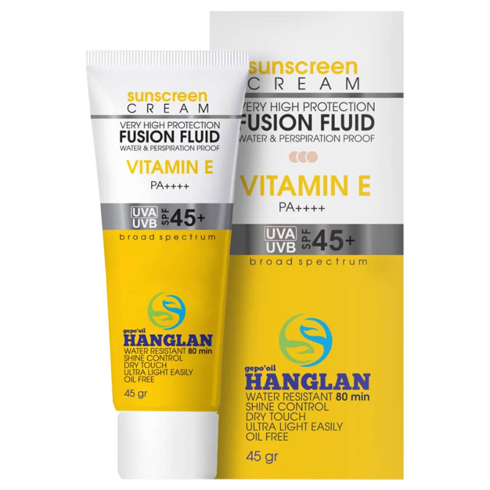 کرم ضد آفتاب بژ روشن SPF45 مناسب پوست چرب هانگلن HANGLAN