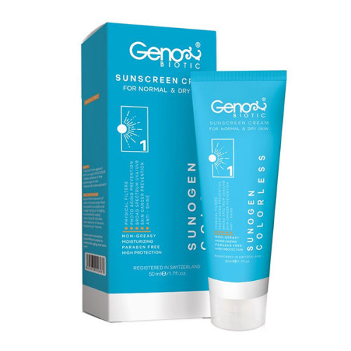 کرم ضد آفتاب بی رنگ مناسب پوست خشک و معمولی ژنوبایوتیک Geno biotic
