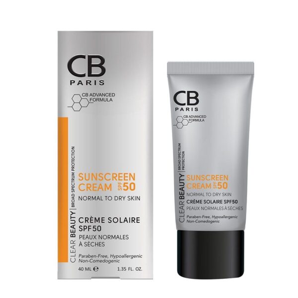 کرم ضد آفتاب بی رنگ مناسب پوست های نرمال تا خشک SPF50 سی بی CB