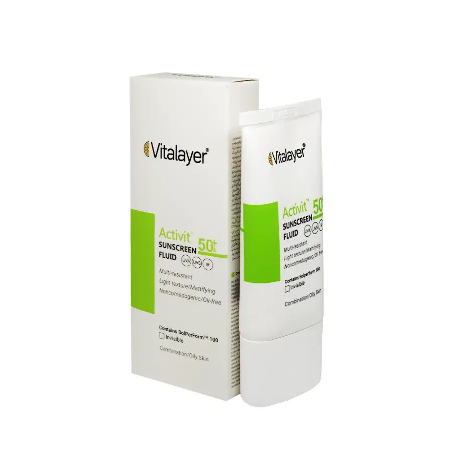 فلوئید ضد آفتاب SPF50 پوست چرب اکتی ویت ویتالیر Vitalayer