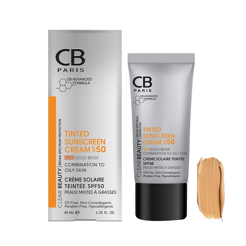 کرم ضد آفتاب بژ طلایی مناسب پوست های مختلط تا چرب SPF50 سی بی CB