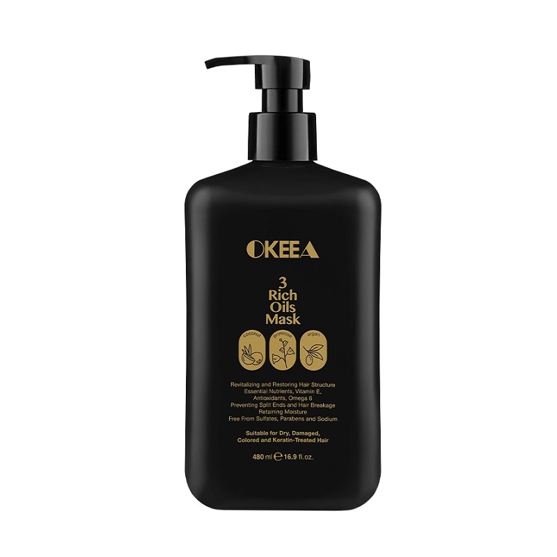 ماسک تقویت کننده مو حاوی 3 روغن آرگان 480 میل اکیا OKEEA