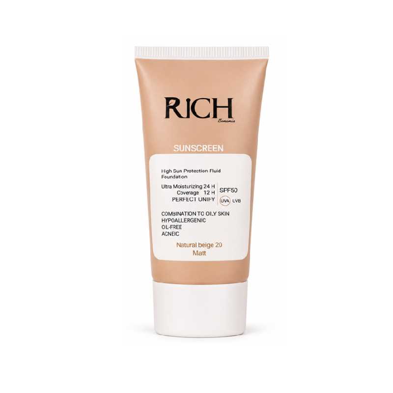 ضد آفتاب مناسب پوست چرب و مختلط SPF50 شماره 20 نچرال بژ ریچ RICH